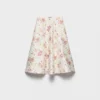 Floral Print Quilted Satin Circle Skirt
