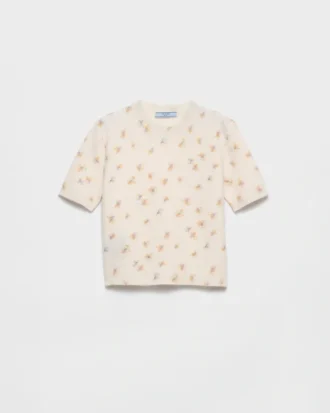 Floral Print Wool Crew-Neck Sweater