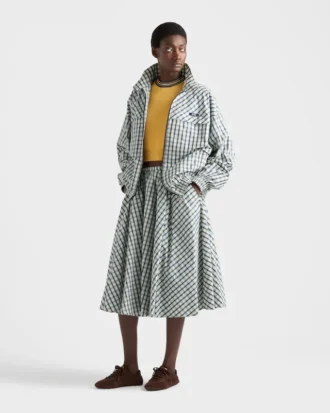 Full Checked Chambray Skirt