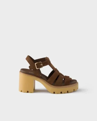 High-Heeled Suede Platform Sandals