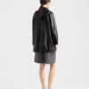 Hooded Nappa Leather and Fabric Caban Jacket