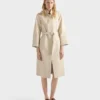 Hooded Nappa Leather and Fabric Coat