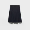 Hopsack and Technical Fabric Midi-Skirt