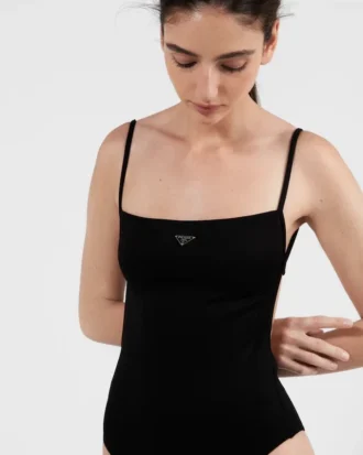 Interlock Knit One-Piece Swimsuit