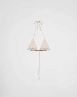 Jersey Triangle Bikini Top with Rhinestones