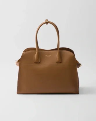 Large Leather Tote Bag with Buckles