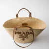 Large Raffia and Leather Shopping Bag