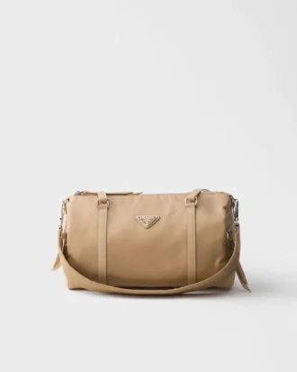 Large Re-Nylon and Saffiano Leather Duffel Bag