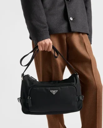 Large Re-Nylon and Saffiano Leather Shoulder Bag