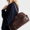 Large Washed Leather Top-Handle Bag
