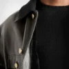Leather and Shearling Caban Jacket