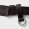 Leather and Woven Nylon Tape Belt