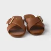 Leather Crisscross Slides with Buckle