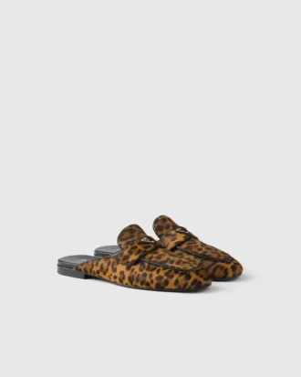 Leopard-Print Leather Mules