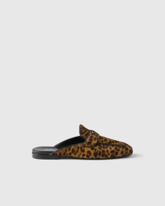 Leopard-Print Leather Mules