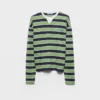 Long-Sleeved Bayadere Striped Lisle Cotton T-Shirt