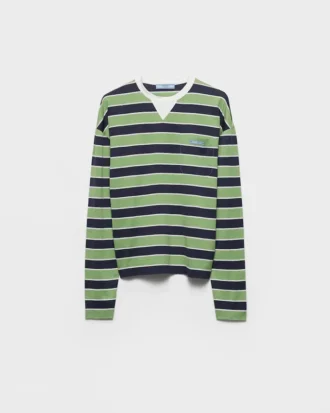 Long-Sleeved Bayadere Striped Lisle Cotton T-Shirt