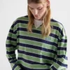 Long-Sleeved Bayadere Striped Lisle Cotton T-Shirt
