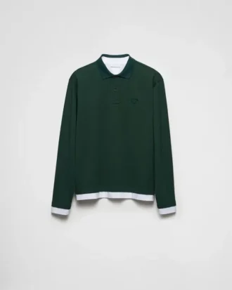 Long-Sleeved Cotton Polo Shirt