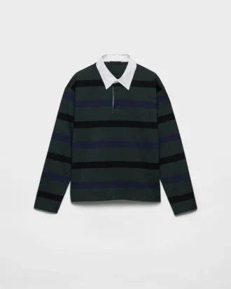 Long-Sleeved Cotton Polo Shirt