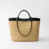 Medium Crochet and Leather Tote Bag