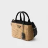 Medium Wicker and Canvas Tote Bag