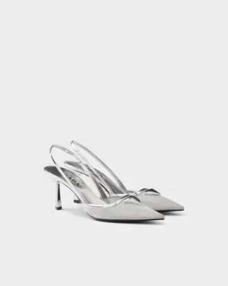 Mesh Fabric Slingback Pumps