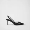 Mesh Fabric Slingback Pumps