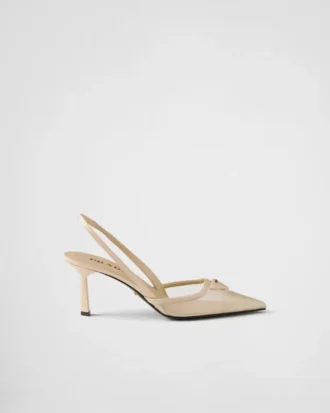 Mesh Fabric Slingback Pumps