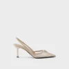 Mesh Fabric Slingback Pumps