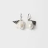 Metal and Pearl Earrings