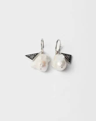 Metal and Pearl Earrings