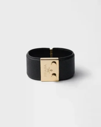 Metal and Saffiano Leather Bracelet