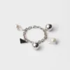 Metal Bracelet with Pearls