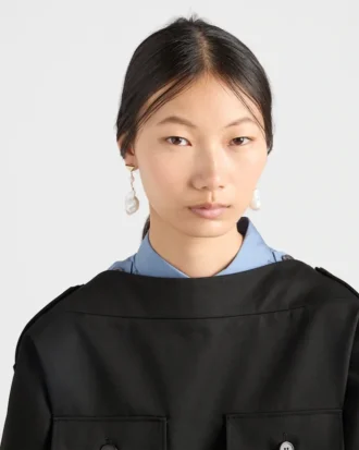 Metal Earrings with Pearls