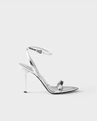 Metallic Leather High-Heeled Sandals