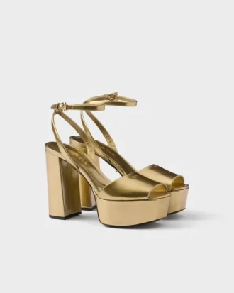 Metallic Leather Platform Sandals