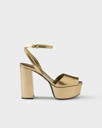 Metallic Leather Platform Sandals
