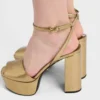 Metallic Leather Platform Sandals