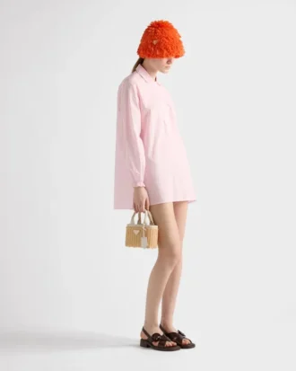 Mini Wicker and Linen Blend Tote Bag