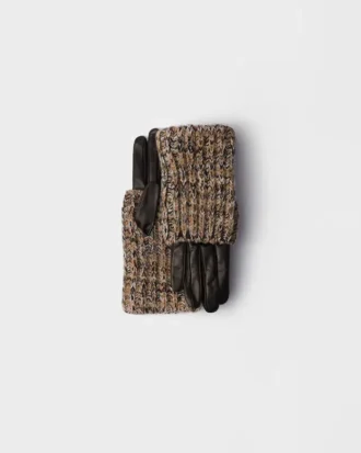 Nappa Leather and Malange Knit Gloves