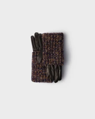 Nappa Leather and Malange Knit Gloves