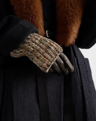 Nappa Leather and Malange Knit Gloves