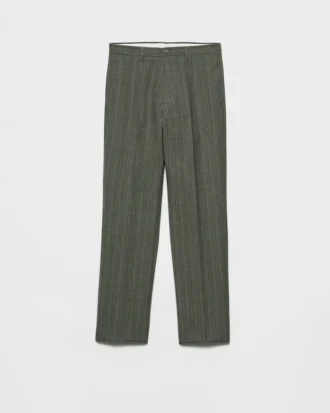 Pinstriped Wool Blend Pants