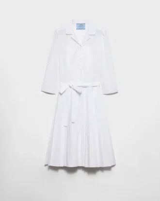 Pleated Poplin Shirt Dress