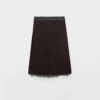Pleated Rush Stitch Midi Skirt