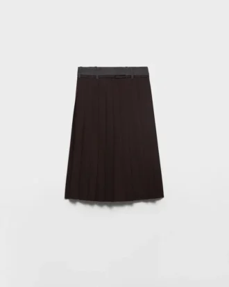 Pleated Rush Stitch Midi Skirt