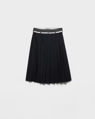 Pleated Rush Stitch Midi Skirt