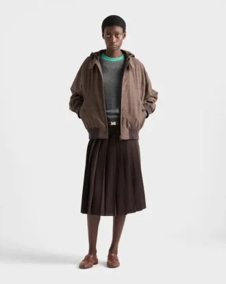 Pleated Rush Stitch Midi Skirt