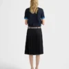 Pleated Rush Stitch Midi Skirt